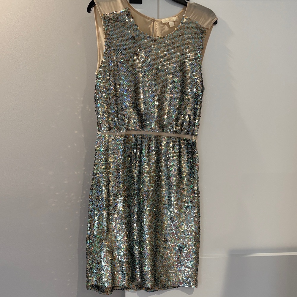 ERIN by Erin Fetherston Silver Sequin Mini Dress